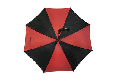 Auto annoncierend, öffnen Sie Stock-Regenschirm-J-Hakenkunststoffgriff-Schwarzes mit Rot