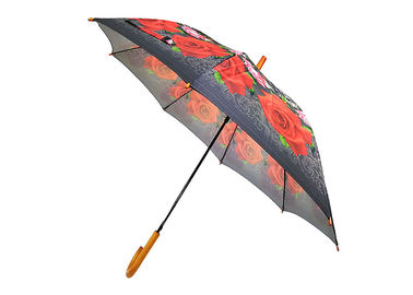 DIY personifiziertes Auto-offenes Stock-Regenschirm-Schwarzes mit Rot fertigen kundenspezifisch an