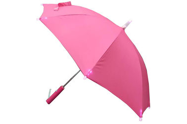 Kundengebundener Mädchen-rosa Regenschirm-einfaches Handbuch-offener Gebrauch 19 Zoll mit LED auf Spitzen