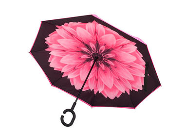 Rosa Frauen-klassischer C geformter Griff-Regenschirm-Regenschirm für Regen-Glanz-Wetter