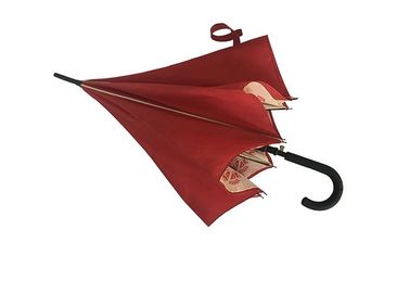 Roter Rohseide-Wind-beständiger Golf-Regenschirm mit Innere-vollem Platten-Drucken