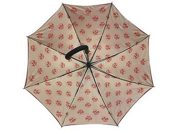 Roter Rohseide-Wind-beständiger Golf-Regenschirm mit Innere-vollem Platten-Drucken