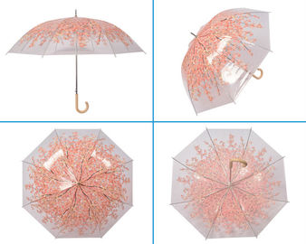 Kompakter transparenter Regen-Regenschirm-Plastik im Freien farbiger Haken-Griff