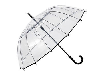 Voller schwarzer Metallrahmen des langer Unisexgriff-transparenter Regen-Regenschirm-16K POE