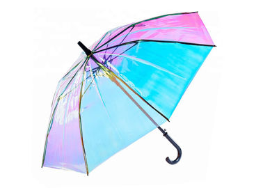 Buntes schillerndes Hologramm-transparenter Regen-Regenschirm für Regen-windigen Tag