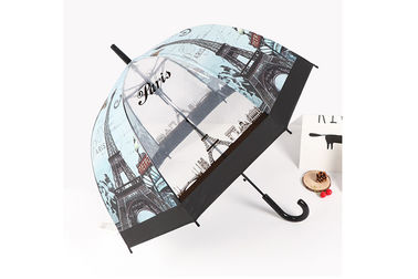 Regenschirm-Vertrags-Blasen-Regenschirm Drucken-POE klarer kuppelförmiger mit schwarzer Ordnung