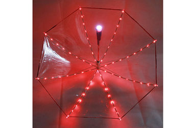 Kundengebundener Mädchen-kleines rotes Regenschirm-einfaches Handbuch-offener Gebrauch 19 Zoll mit LED auf Spitzen