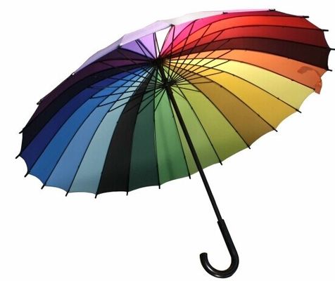 Regenbogen gerade 24 Rippen-windundurchlässige Golf-Regenschirme