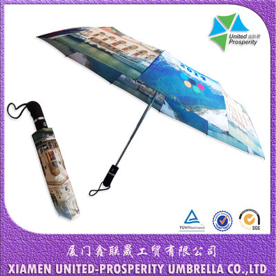 Wasserdichtes Metall versieht Falten-automatischen Regenschirm 8mm Wellen-3 mit Rippen