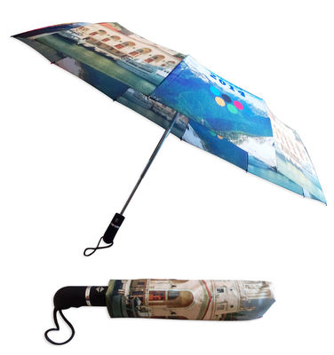 Wasserdichtes Metall versieht Falten-automatischen Regenschirm 8mm Wellen-3 mit Rippen