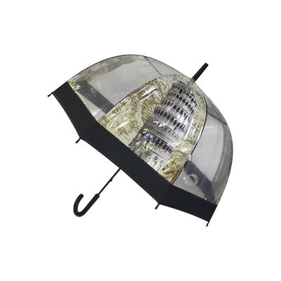 Haube formen klaren POE-Regenschirm mit Landschafts-Drucken