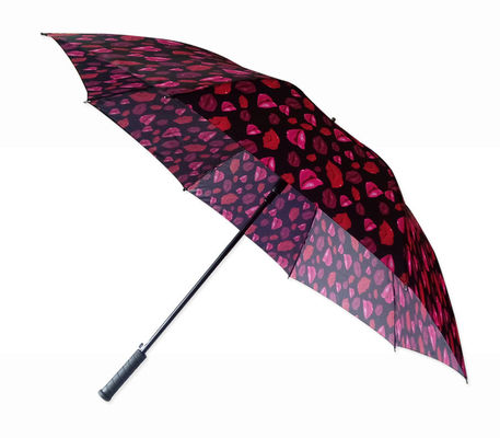 Faltbare 8mm Metallwellen-roter Lippenregenschirm für Frauen