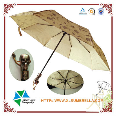 Shinny Schädel behandeln faltbaren windundurchlässigen Regenschirm für Männer