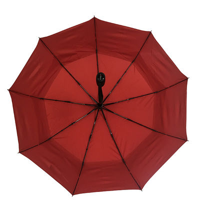 Vollautomatische windundurchlässige rote 2 Schichten faltbare Regenschirm-für Amazonas-Belüftung