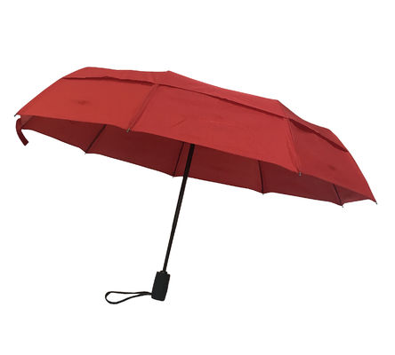 Vollautomatische windundurchlässige rote 2 Schichten faltbare Regenschirm-für Amazonas-Belüftung