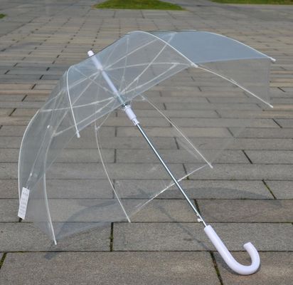 Wasserdichte Metallwellen-transparenter Regen-Regenschirm J-Griff-8mm