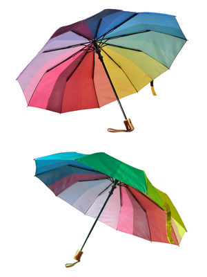 Windundurchlässige faltender Regenschirm des Regenbogen-zwei mit 8mm Metallwelle