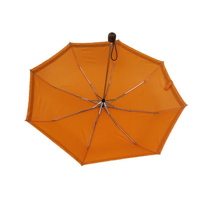 Manueller offener faltender Holzgriff-Regenschirm mit reflektierender Rohrleitung