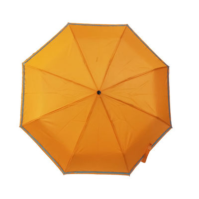 Manueller offener faltender Holzgriff-Regenschirm mit reflektierender Rohrleitung