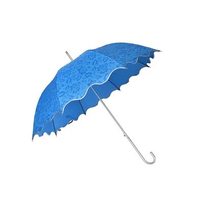 UPF-Rohseide-Jacquardwebstuhl-Gewebe-Aluminiumwellen-gerader Regenschirm
