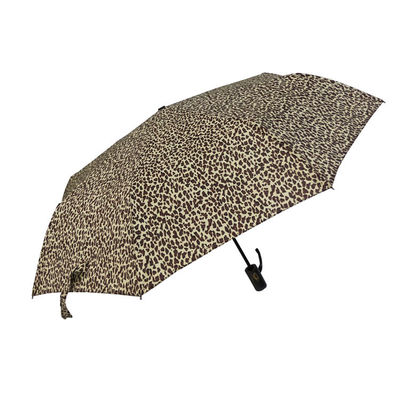 Kompakter Falten-Regenschirm des Leopard-Polyester-190T drei