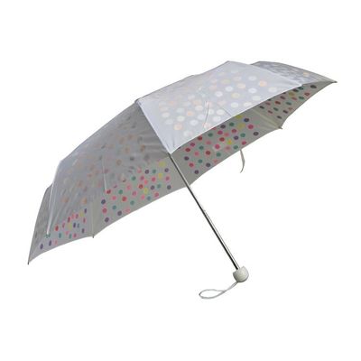 Falten-Regenschirm SGS des Metallwellen-Rohseide-Gewebe-3 mit bunten Punkten