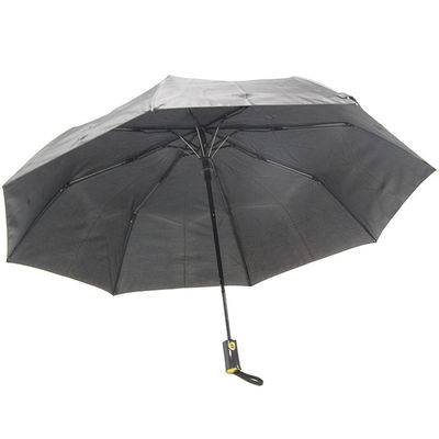 Regenschirm-Schwarz-Farbwindundurchlässiger automatischer offener Abschluss der 8mm Metallwellen-3 faltender