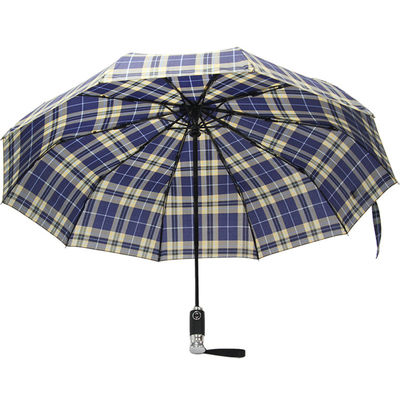 Überprüfen Sie und streifen Sie faltbaren Regenschirm des Metallwellen-Rohseide-Gewebe-3 für Männer