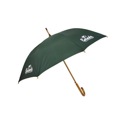 Hölzerner Kurven-Griff hölzerne Wellen-kundenspezifischer Logo Printing Stick Straight Umbrellass