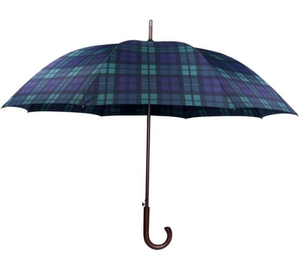 103cm Stock-Regenschirm des Rohseide-190T hölzerner J Gingham-