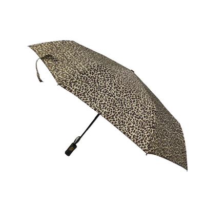 190T faltender Regenschirm des Polyester-3 mit Leopard-Muster