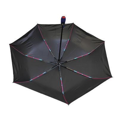 Offener naher Sun-Selbstblock 3 falten Regenschirm mit schwarzer Beschichtung