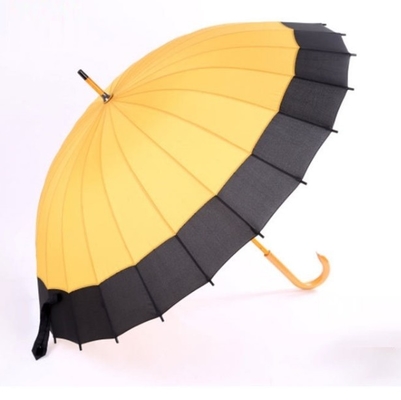 24 Rohseide-automatischer hölzerner Wellen-Regenschirm der Rippen-RPET