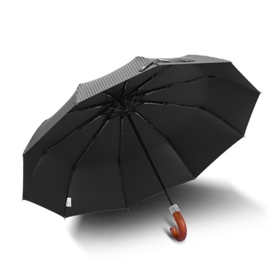 faltender Gewebe-Holzgriff-Regenschirm der Rohseide-22&quot; 3