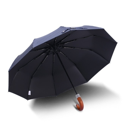 faltender Gewebe-Holzgriff-Regenschirm der Rohseide-22&quot; 3