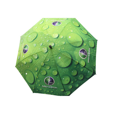 Grüne Regentropfen-gerader Regenschirm mit 8mm Metallwelle