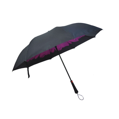 Umgekehrter Regenschirm BSCI-Polyester-190T Doppelschicht mit C formte Griff