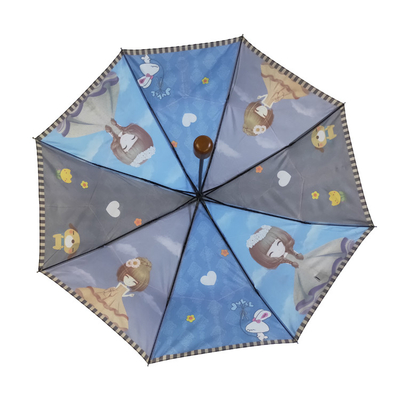 Digital, die offene Rohseide des Handbuches hölzernen Griff-Regenschirm drucken