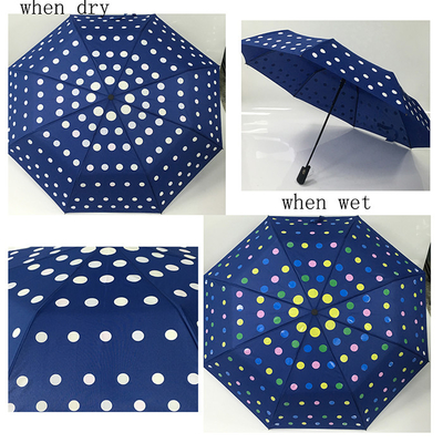 Magischer Druckfalten-automatischer offener Rohseide-Gewebe-Regenschirm für Damen