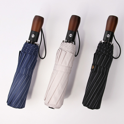Drei Falten-automatischer Holzgriff-Vertrags-windundurchlässige Regenschirm-Geschäfts-Art