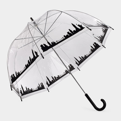 Wetterfester transparenter Blasen-Regenschirm mit J-Hakengriff