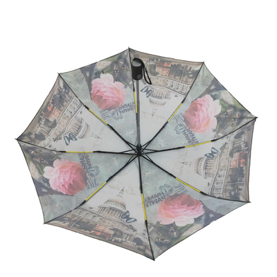 Metallrahmen-Fiberglas versieht faltbarer Regenschirm-farbenreiches Drucken mit Rippen