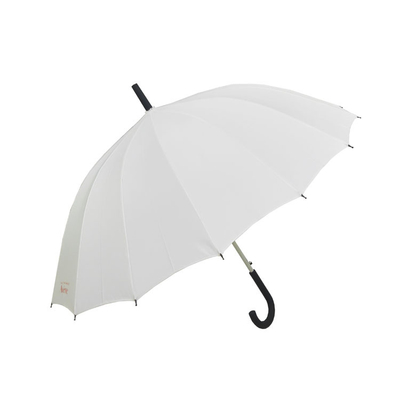 Langer Regenschirm des offenen Regenschirmes weißen Selbststockes des 16 Rippen-Farb