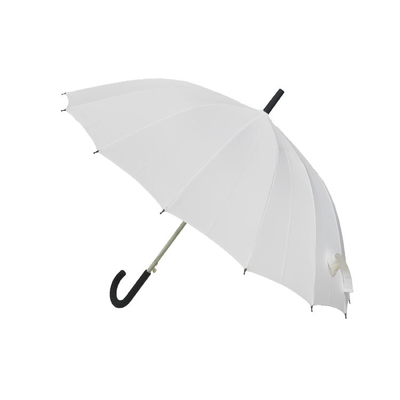 Langer Regenschirm des offenen Regenschirmes weißen Selbststockes des 16 Rippen-Farb