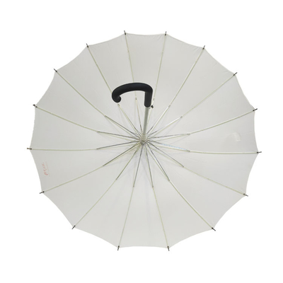 Langer Regenschirm des offenen Regenschirmes weißen Selbststockes des 16 Rippen-Farb