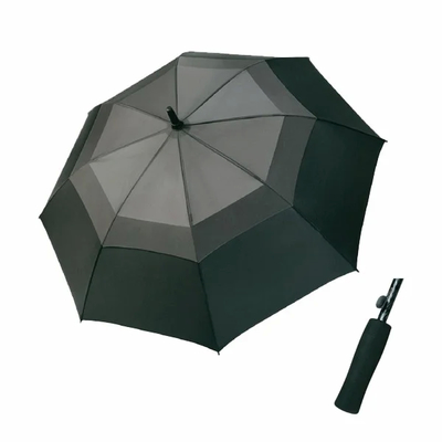 Runde schwarze Polyester-Windschutz-Golfschirme mit Glasfaserrahmen und UV-Schutz