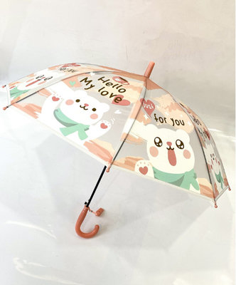 19 "8K Auto POE Transparent Cartoon Muster Kinder gerade Knochen Regenschirm mit Pfeife