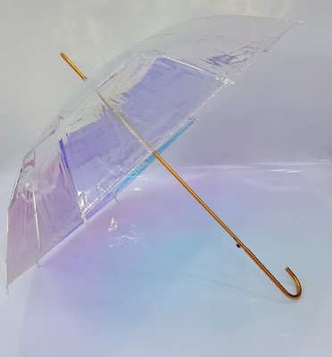 Auto öffnen Klares Regenschirm Romantischer Traum schöne Farbe Aurora transparenter Regenschirm
