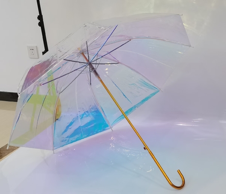 Auto öffnen Klares Regenschirm Romantischer Traum schöne Farbe Aurora transparenter Regenschirm