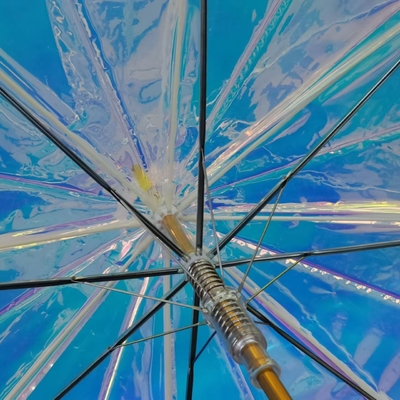 Auto öffnen Klares Regenschirm Romantischer Traum schöne Farbe Aurora transparenter Regenschirm